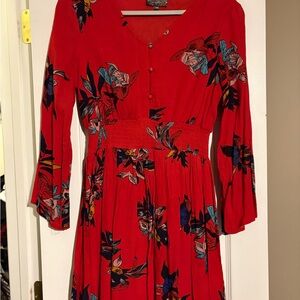 Floral Red Dress